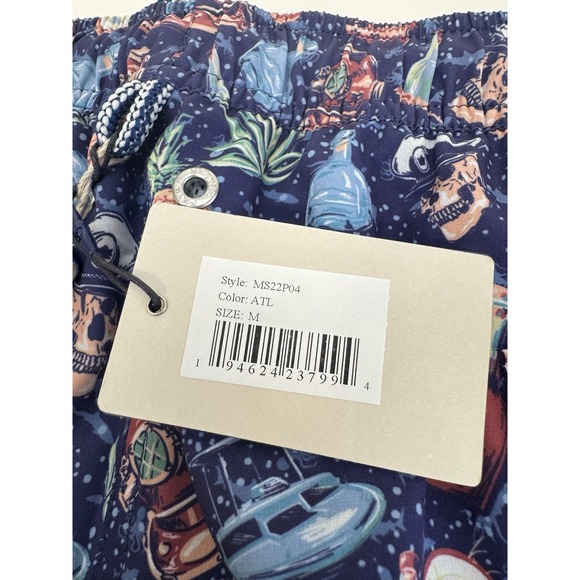 NWT Peter Millar Seaside "Ship Faced" ATL Blue W/ Koozie Swim Trunks MEDIUM $98 - Picture 7 of 8